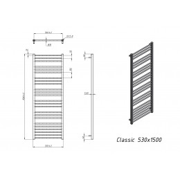Полотенцесушитель водяной Grota Classic 530x1500 белый