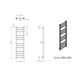 Полотенцесушитель электрический Grota Estro 300x1200 черный