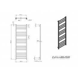 Полотенцесушитель электрический Grota Estro 480x1500 хром матовый