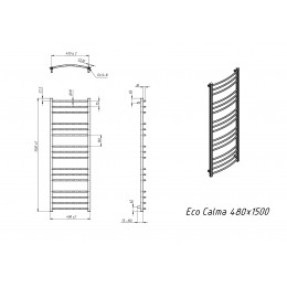 Полотенцесушитель водяной Grota Eco Calma 480x1500 хром матовый