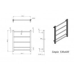 Полотенцесушитель электрический Grota Simple 530x600 хром матовый