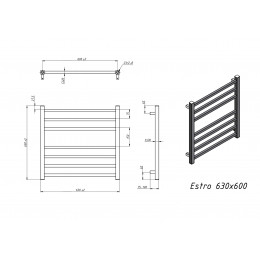 Полотенцесушитель электрический Grota Estro 630x600 хром матовый