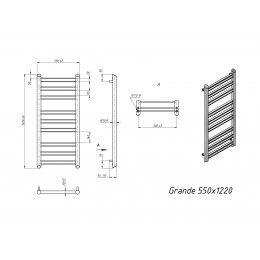 Полотенцесушитель водяной Grota Grande 550x1220 черный