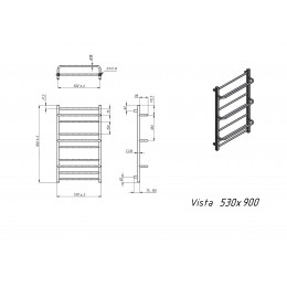 Полотенцесушитель водяной Grota Vista 530х600 хром матовый