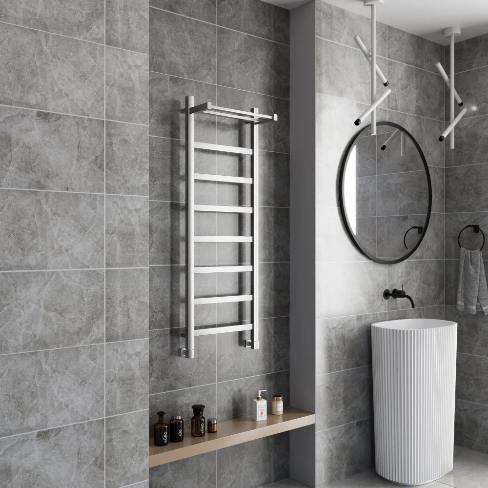 Полотенцесушитель водяной Grota Soffi P с полкой 430x1200 хром матовый