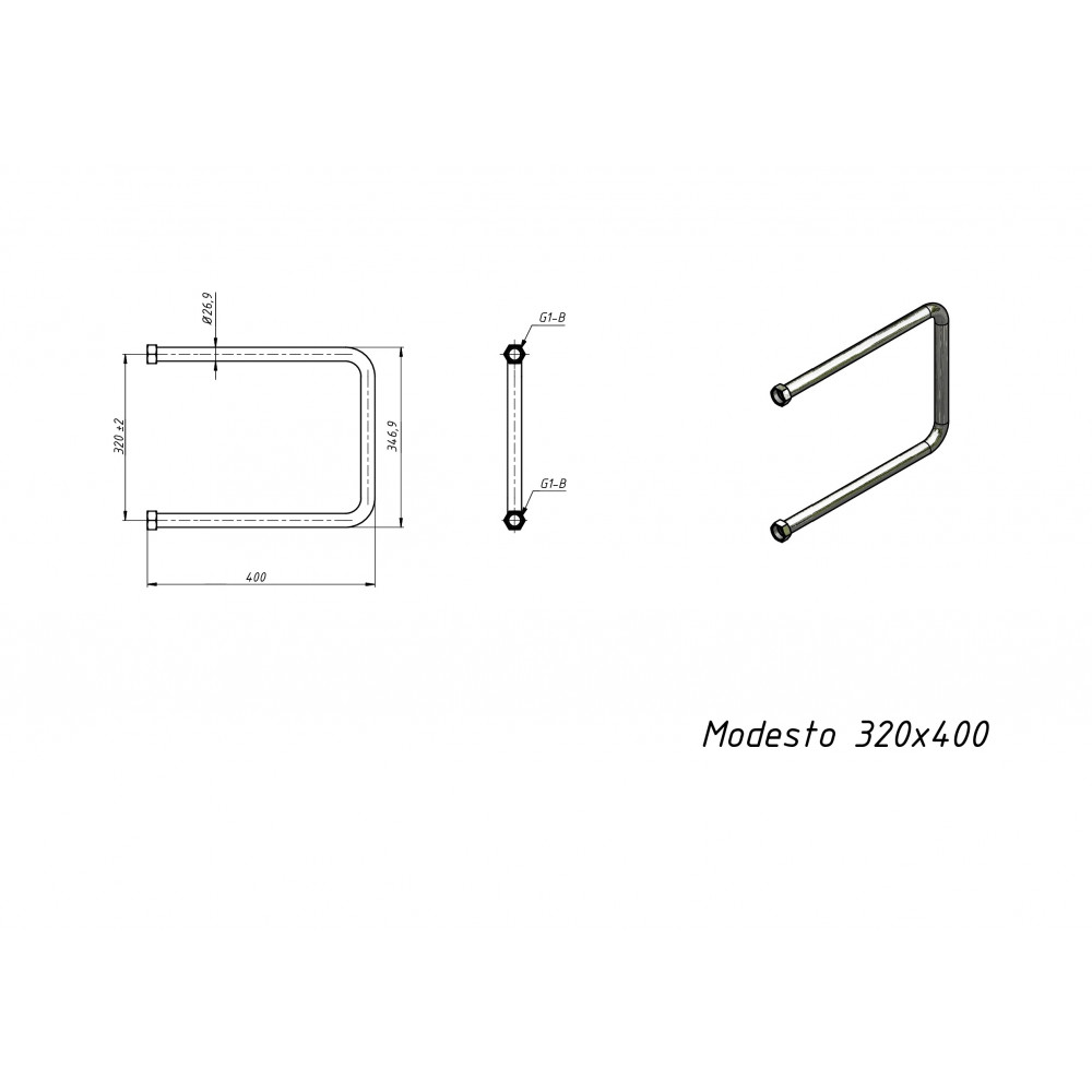 Полотенцесушитель водяной Grota Modesto 320x400 хром глянцевый