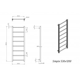 Полотенцесушитель водяной Grota Simple 530х1200 хром глянцевый
