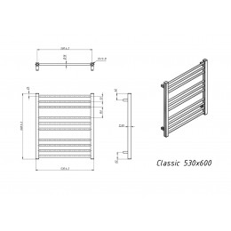 Полотенцесушитель водяной Grota Classic 530x900 хром матовый