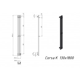 Полотенцесушитель электрический Grota Corsa K 130х1800 хром матовый