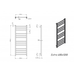 Полотенцесушитель электрический Grota Estro 480x1200 хром глянцевый