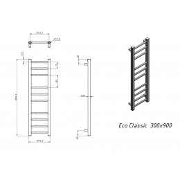 Полотенцесушитель водяной Grota Eco Classic 300x900 хром матовый