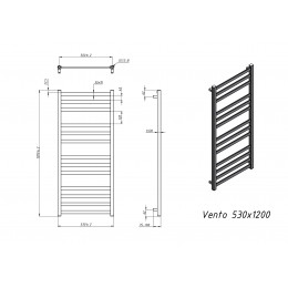 Полотенцесушитель электрический Grota Vento 530x1200 черный
