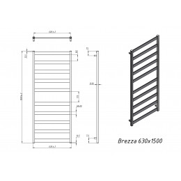 Полотенцесушитель водяной Grota Brezza 630x1500 черный
