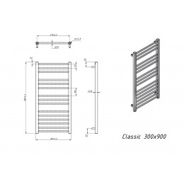 Полотенцесушитель водяной Grota Classic 300x900 белый
