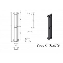 Полотенцесушитель электрический Grota Corsa K 180х1200 черный