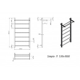 Полотенцесушитель водяной Grota Simple P с полкой 530x1000 белый
