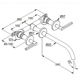 KLUDI NOVA FONTE смес. для умыв. на 3 от. PURISTIC