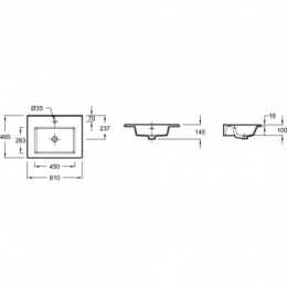EXSA112-00  OLA Полувстраиваемая раковина со столешницей 61 см, подходит к мебели TOLBIAC, MADELEINE, белый