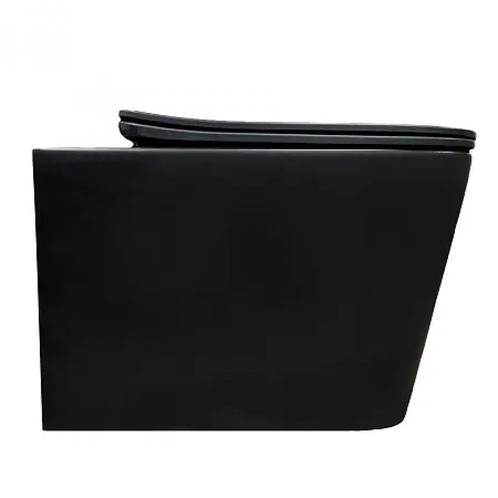 Cascad-Black унитаз подвесной, безободковый, система смыва Tornado, в комплекте сиденьем микролифт 525x345x360 мм