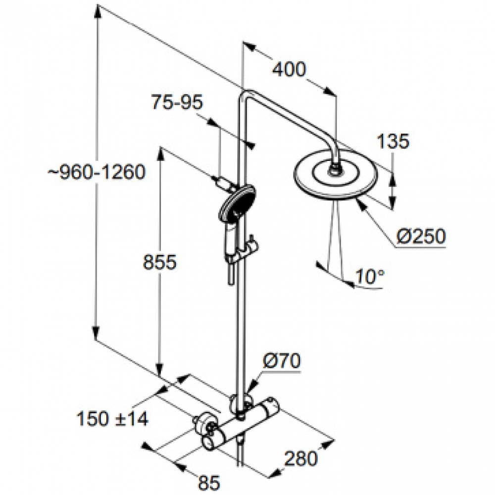 KLUDI FRESHLINE DUAL SHOWER SYSTEM Душевая система с термостатом, арт. 6709205-00