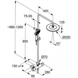Душевая система с термостатом, KLUDI FRESHLINE DUAL SHOWER SYSTEM, 6709205-00