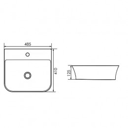 AZ-2258 Раковина накладная белый глянец Размер 485*410*125 мм