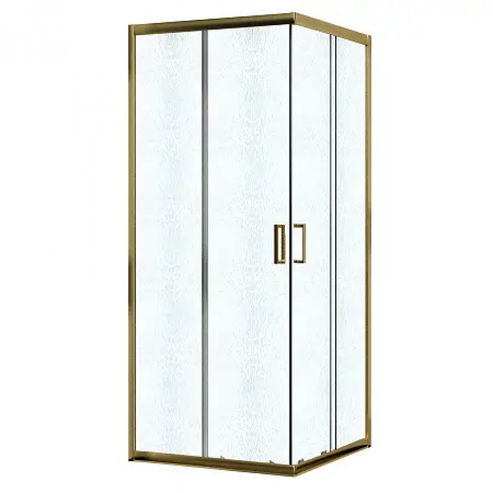 AZ-R06-90-BGL-CHC Душевое ограждение PARIS SQP-90х90х195-BGL-CHC, стекло шиншила  5 мм, профиль брашированное золото