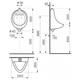 Z_KORINT Писсуар с внешним подводом воды, сифон