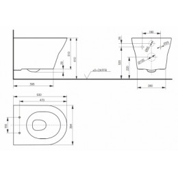 TOTO CW162Y#XW  Унитаз подвесной серии MH  , 394x530x339мм, безободковый