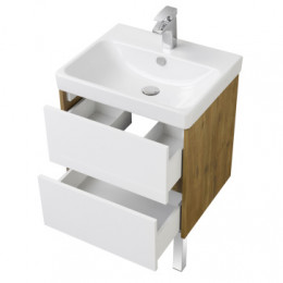 Сканди 55 Тумба Белый/Дуб Рустикальный (БЕЗ УМЫВАЛЬНИКА Адриана-55)