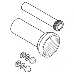 152.438.46.1 Комплект для подключения, для подвесного унитаза, длина 26,5 см, d=90 мм, матовый хром