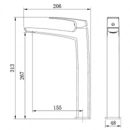 Conda Cмеситель высокий для раковины, хром