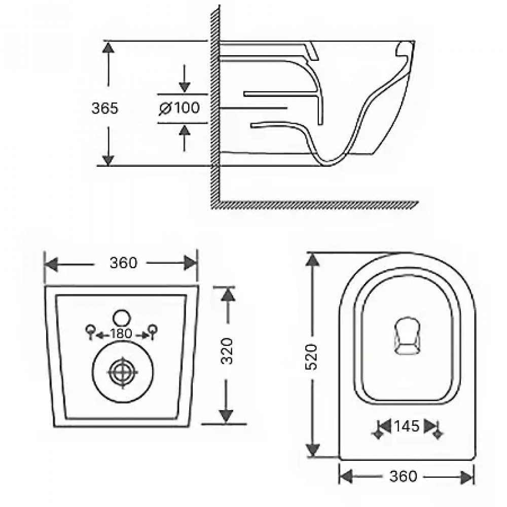 Cascad-Black унитаз подвесной, безободковый, система смыва Tornado, в комплекте сиденьем микролифт 525x345x360 мм
