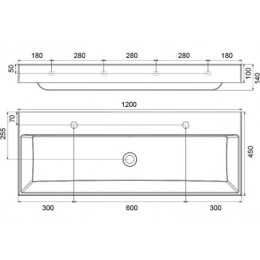 Умывальник NATURAL DUO 1200 без перелива