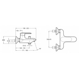 E99460-CP KUMIN Смеситель для ванны/душа, хром