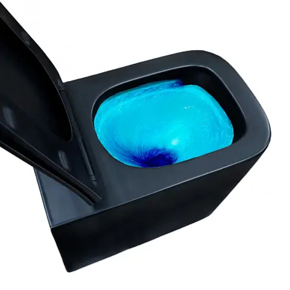 Cascad-Black унитаз подвесной, безободковый, система смыва Tornado, в комплекте сиденьем микролифт 525x345x360 мм