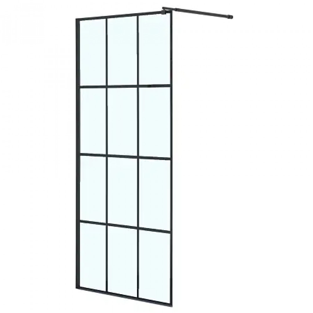 Душевая перегородка Walk-in, стекло лофт клетка CS-W02B-90 90x200, 8  мм, профиль черный матовый