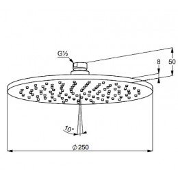 KLUDI A-QA верхний душ, круглый, плоский, 250 мм, белый