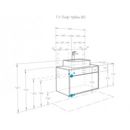 Лофт Урбан 80 Тумба-умывальник графит\Орегон (MILA 400, MILA 350*350)
