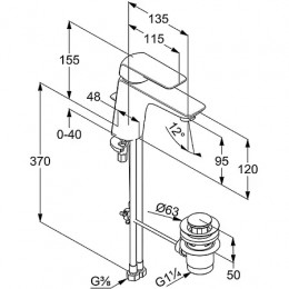 KLUDI AMEO Однорычажный смеситель для раковины XL, арт. 410230575