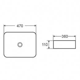 AZ-2178-S-MW  Раковина накладная.Размер 470*360*110 мм матовый белый