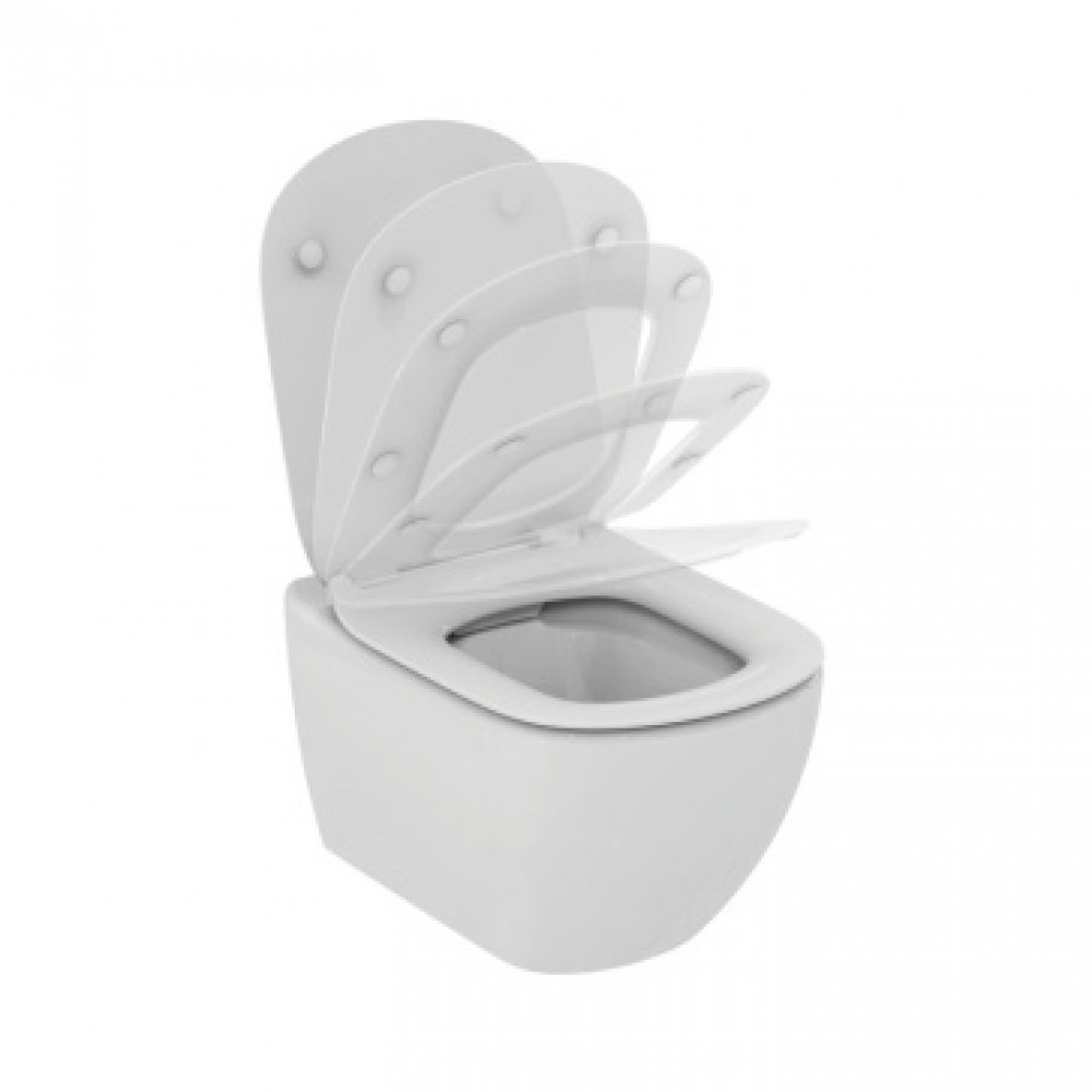T3527V1 TESI Silk White (Белый шёлк)  Тонкое сидение и крышка для унитазов T0082,T0087,T0083,T0077,T0075,T0079,T3503,T0078, с функцией плавного закр.