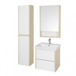 Сканди 55 Тумба Белый/Дуб Верона (БЕЗ УМЫВАЛЬНИКА Адриана-55)