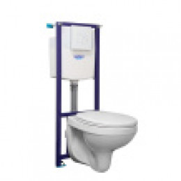 Пэк Альфа (подвес. унитаз с сиденьем полипр, инсталляция, панель белая)