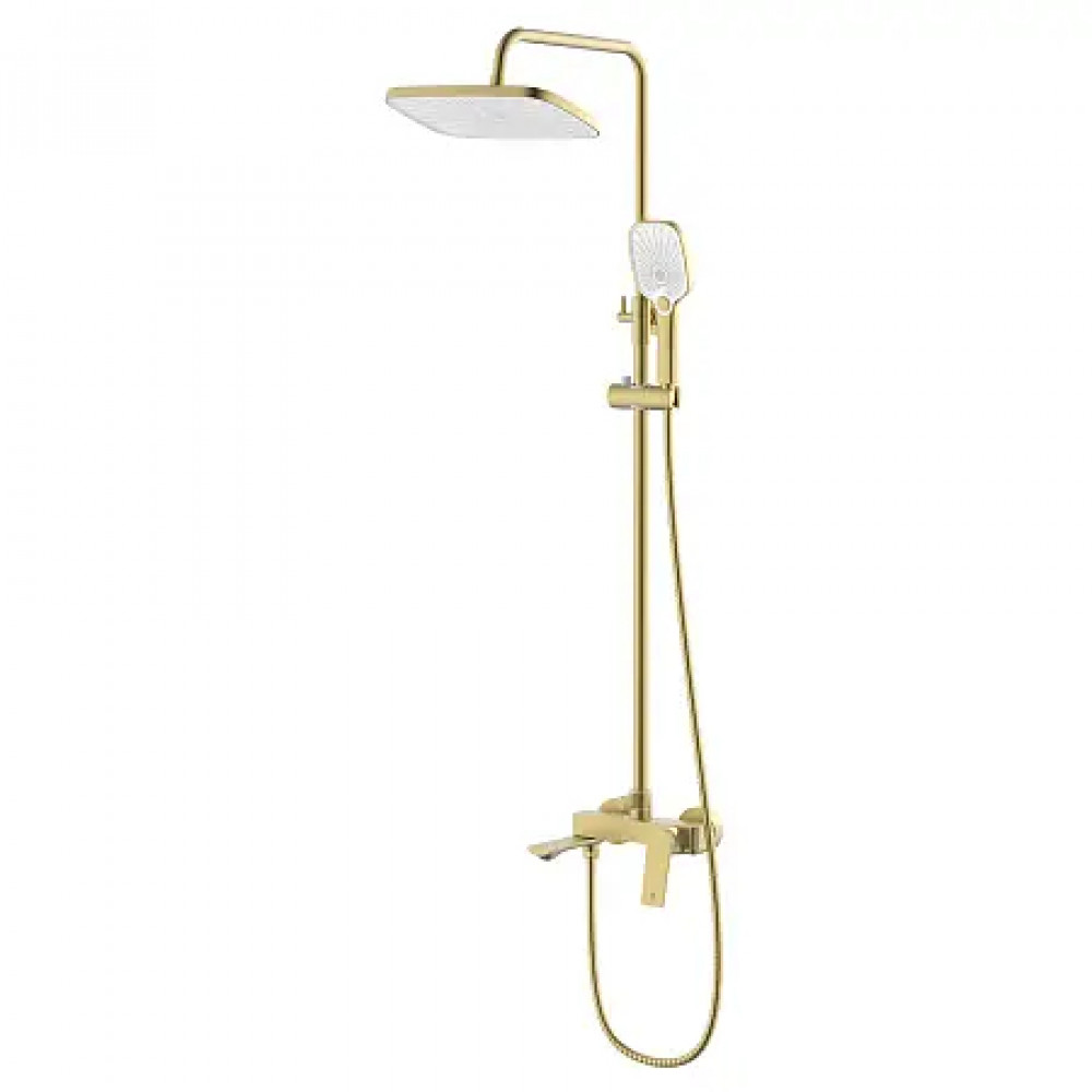 Lursy Душевая система с квадратным тропическим душем, золото матовое