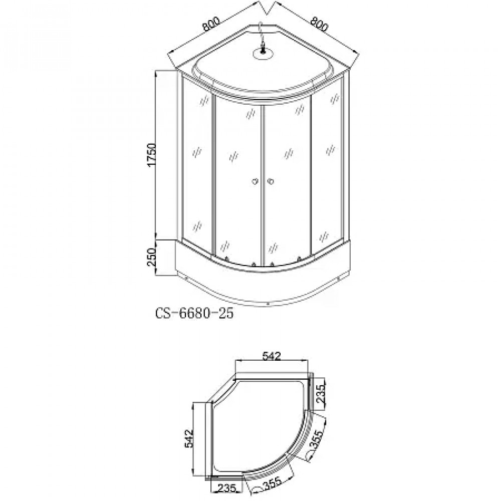 Душевая кабина CS-6680K 80*80*215, выс. поддон 40см, мозайчатый узор, прозрачное стекло 4мм (3 места)