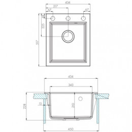 Кухонная Мойка Линеа 43 (Графит) NEW