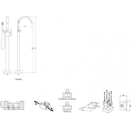 Смеситель в пол FM-080.00 для отдельностоящей ванны