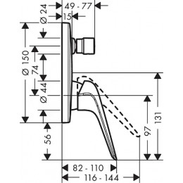 71045000 Novus Однорычажный смеситель для ванны, скрытый монтаж, хром