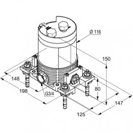 KLUDI Встраиваемый блок для напольных смесителей для ванны и душа, арт. 88088